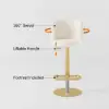 Modern Warm White Velvet Swivel Bar Stool with Adjustable Height, 1 Piece