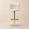 Modern Warm White Velvet Swivel Bar Stool with Adjustable Height, 1 Piece