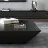 Modern 100 cm Square Black Wood Coffee Table with Drawer