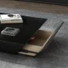 Modern 100 cm Square Black Wood Coffee Table with Drawer