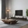 Modern 100 cm Square Walnut Wood Coffee Table with Drawer