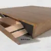 Modern 100 cm Square Walnut Wood Coffee Table with Drawer