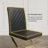 Dochic Modern Black Upholstered Leather Dining Table Chair Gold Legs Set of 2