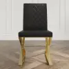 Dochic Modern Black Upholstered Leather Dining Table Chair Gold Legs Set of 2