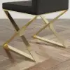 Dochic Modern Black Upholstered Leather Dining Table Chair Gold Legs Set of 2