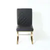 Dochic Modern Black Upholstered Leather Dining Table Chair Gold Legs Set of 2