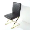 Dochic Modern Black Upholstered Leather Dining Table Chair Gold Legs Set of 2