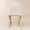 Dochic Modern White Leather Dining Room Chair Upholstered Gold Legs (Set of 2)