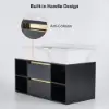 Modern 1001 mm Floating Single Bathroom Vanity with Sink in Black, Sintered Stone Top