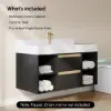 Modern 1001 mm Floating Single Bathroom Vanity with Sink in Black, Sintered Stone Top