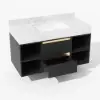 Modern 1001 mm Floating Single Bathroom Vanity with Sink in Black, Sintered Stone Top