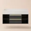 Modern 1001 mm Floating Single Bathroom Vanity with Sink in Black, Sintered Stone Top