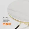 Modern Luxurious Round White Marble Stone Side Table X-Base End Table in Gold