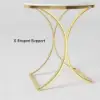 Modern Luxurious Round White Marble Stone Side Table X-Base End Table in Gold