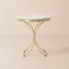 Modern Luxurious Round White Marble Stone Side Table X-Base End Table in Gold