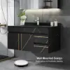 900mm Floating Bathroom Vanity Faux Marble with Single Ceramic Sink Black