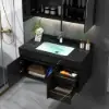 900mm Floating Bathroom Vanity Faux Marble with Single Ceramic Sink Black