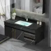 900mm Floating Bathroom Vanity Faux Marble with Single Ceramic Sink Black
