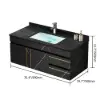 900mm Floating Bathroom Vanity Faux Marble with Single Ceramic Sink Black