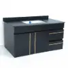 900mm Floating Bathroom Vanity Faux Marble with Single Ceramic Sink Black