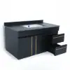 900mm Floating Bathroom Vanity Faux Marble with Single Ceramic Sink Black