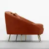 210 cm Velvet Curved Sofa with Gold Legs & Pillows