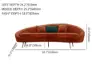 210 cm Velvet Curved Sofa with Gold Legs & Pillows