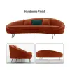 210 cm Velvet Curved Sofa with Gold Legs & Pillows