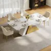 Silexa Modern 2007 mm Rectangular Glossy Sintered Stone Dining Table, Seats 6 – Brushed Gold