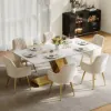 Silexa Modern 2007 mm Rectangular Glossy Sintered Stone Dining Table, Seats 6 – Brushed Gold