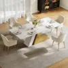 Silexa Modern 2007 mm Rectangular Glossy Sintered Stone Dining Table, Seats 6 – Brushed Gold