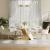 Silexa Modern 2007 mm Rectangular Glossy Sintered Stone Dining Table, Seats 6 – Brushed Gold