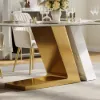 Silexa Modern 2007 mm Rectangular Glossy Sintered Stone Dining Table, Seats 6 – Brushed Gold