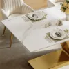 Silexa Modern 2007 mm Rectangular Glossy Sintered Stone Dining Table, Seats 6 – Brushed Gold