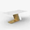 Silexa Modern 2007 mm Rectangular Glossy Sintered Stone Dining Table, Seats 6 – Brushed Gold