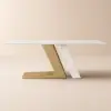 Silexa Modern 2007 mm Rectangular Glossy Sintered Stone Dining Table, Seats 6 – Brushed Gold