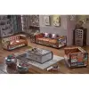 Vintage Industrial Loft 3-Seater Sofa Tufted Brown Faux Leather Upholstered Sofa
