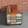 Vintage Industrial Loft 3-Seater Sofa Tufted Brown Faux Leather Upholstered Sofa