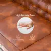 Vintage Industrial Loft 3-Seater Sofa Tufted Brown Faux Leather Upholstered Sofa