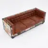 Vintage Industrial Loft 3-Seater Sofa Tufted Brown Faux Leather Upholstered Sofa