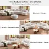 370 cm 4-Piece Curved Velvet Sectional Sofa with Ottoman & Pillows – Round Beige Upholstered