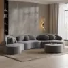 Picture of 370 cm 4-Piece Curved Velvet Sectional Sofa with Ottoman & Pillows – Floor Deep Gray