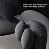 Picture of 370 cm 4-Piece Curved Velvet Sectional Sofa with Ottoman & Pillows – Floor Deep Gray