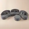 Picture of 370 cm 4-Piece Curved Velvet Sectional Sofa with Ottoman & Pillows – Floor Deep Gray