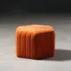 Velvet Wide Hexagonal Pouf Ottoman – Orange
