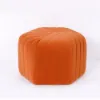 Velvet Wide Hexagonal Pouf Ottoman – Orange