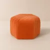Velvet Wide Hexagonal Pouf Ottoman – Orange