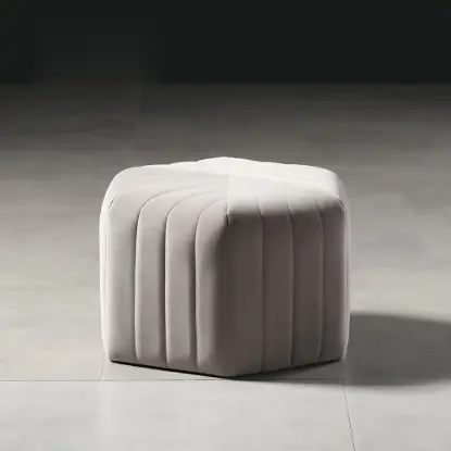 Velvet Wide Hexagonal Pouf Ottoman – Grey