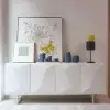 Modern 180 cm Glossy White Wood Sideboard with Cabinets & Adjustable Shelves – Buffet Kitchen Cabinet