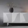 Modern 180 cm Glossy White Wood Sideboard with Cabinets & Adjustable Shelves – Buffet Kitchen Cabinet